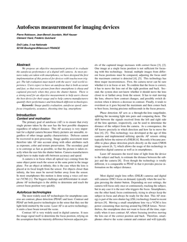 Autofocus Measurement for Imaging Devices