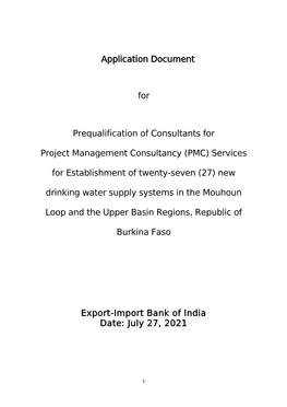 Application Document for Prequalification of PMC