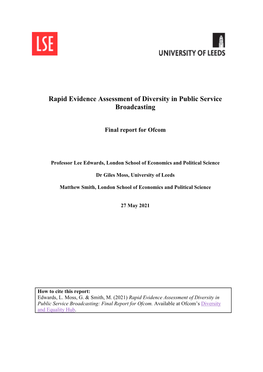 Rapid Evidence Assessment of Diversity in Public Service Broadcasting