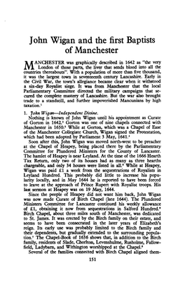 John Wigan and the First Baptists of Manchester