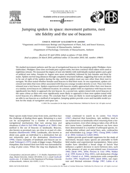 Jumping Spiders in Space: Movement Patterns, Nest Site ﬁdelity and the Use of Beacons