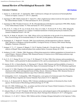 Annual Review of Pteridological Research - 2006