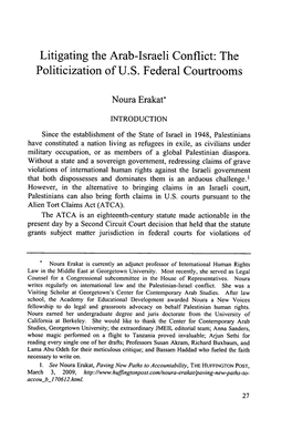 Litigating the Arab-Israeli Conflict: the Politicization of U.S