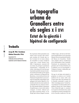 La Topografia Urbana De Granollers Entre Els Segles X I