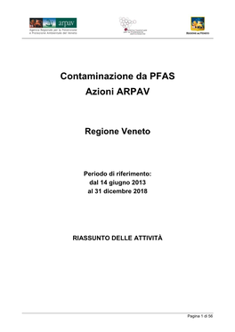 Contaminazione Da PFAS Azioni ARPAV