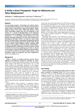 Is B-Raf a Good Therapeutic Target for Melanoma and Other Malignancies? Subbarao V