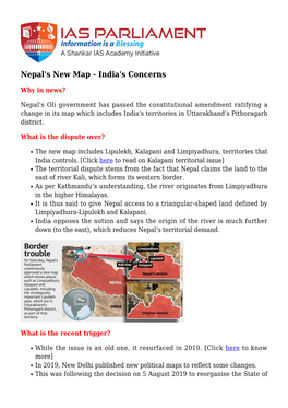Nepal's New Map - India's Concerns