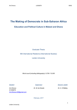 The Making of Democrats in Sub-Saharan Africa