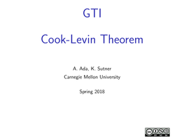 Cook-Levin Theorem [2Ex]