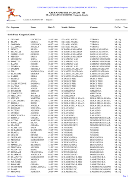 GSS CAMPESTRE 1° GRADO VR STAMPA ELENCO ISCRITTI - Categoria Cadette