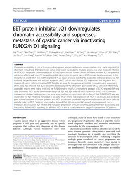 BET Protein Inhibitor JQ1 Downregulates Chromatin