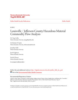 Louisville / Jefferson County Hazardous Material Commodity Flow Analysis Dr