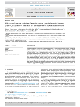 PM10-Bound Arsenic Emissions from the Artistic Glass Industry in Murano (Venice, Italy) Before and After the Enforcement of REACH Authorisation