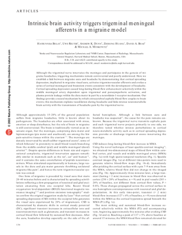 Intrinsic Brain Activity Triggers Trigeminal Meningeal Afferents in a Migraine Model