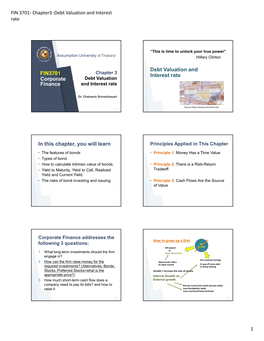 FIN 3701- Chapter3 :Debt Valuation and Interest Rate