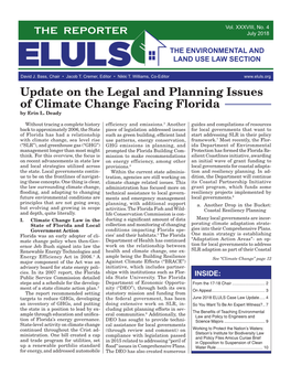 Update on the Legal and Planning Issues of Climate Change Facing Florida by Erin L
