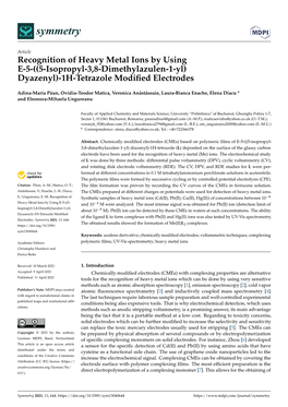 Recognition of Heavy Metal Ions by Using E-5-((5-Isopropyl-3,8-Dimethylazulen-1-Yl) Dyazenyl)-1H-Tetrazole Modified Electrodes