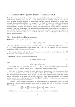 11 Elements of the General Theory of the Linear ODE