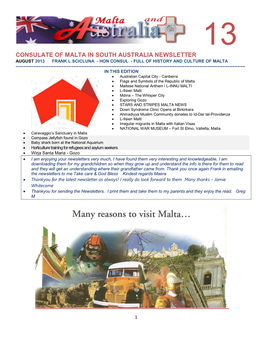 Consulate of Malta in South Australia Newsletter