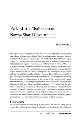 Pakistan: Challenges to Nawaz Sharif Government