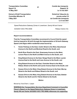 Transportation Committee Report 18 12 May 2021 21 Comité Des