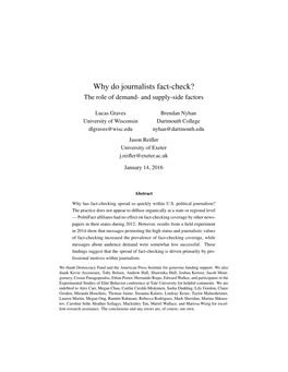 Why Do Journalists Fact-Check? the Role of Demand- and Supply-Side Factors