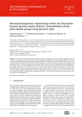 Revised Phylogenetic Relationships Within the Drosophila Buzzatii Species Cluster (Diptera: Drosophilidae: Droso­ Phila Repleta Group) Using Genomic Data