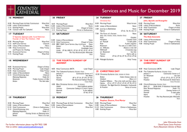 Services and Music for December 2019