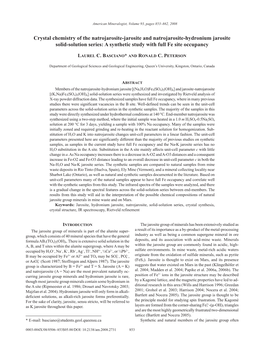 Crystal Chemistry of the Natrojarosite-Jarosite and Natrojarosite-Hydronium Jarosite Solid-Solution Series: a Synthetic Study with Full Fe Site Occupancy