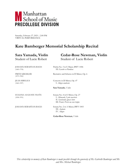 Kate Bamberger Memorial Scholarship Recital