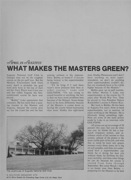 What Makes the Masters Green?