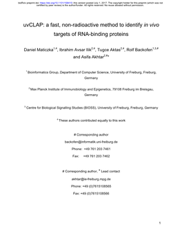 A Fast, Non-Radioactive Method to Identify in Vivo Targets of RNA-Binding Proteins