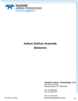 Indium Gallium Arsenide Detectors