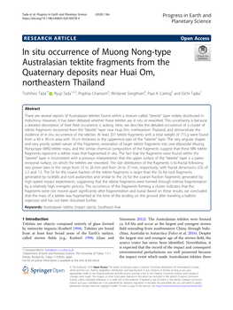 In Situ Occurrence of Muong Nong-Type Australasian Tektite