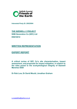 Written Representation Expert Report