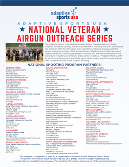 Adaptive Sports USA National Veteran Airgun Outreach Series Local