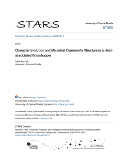 Character Evolution and Microbial Community Structure in a Host- Associated Grasshopper