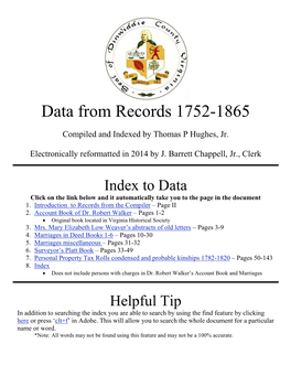 Data from Records 1752-1865