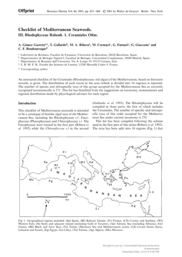 Offprint Checklist of Mediterranean Seaweeds