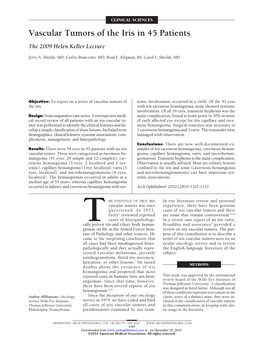 Vascular Tumors of the Iris in 45 Patients the 2009 Helen Keller Lecture