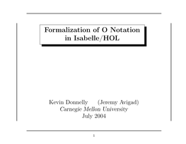 Formalization of O Notation in Isabelle/HOL