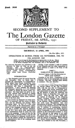 The London Gazette of FRIDAY, 6Th APRIL, 1951
