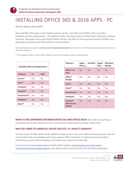 Installing Office 365 & 2016 Apps