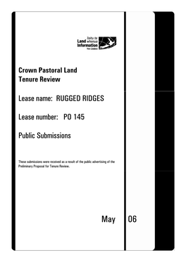 Crown Pastoral-Tenure Review Rugged Ridges Copy of Public Submission