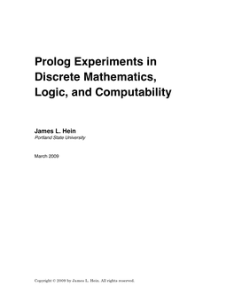 Prolog Experiments in Discrete Mathematics, Logic, and Computability