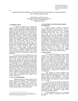 Interactions of Middle Latitude Troughs and Tropical Disturbances on 4-6 Week Time Scales