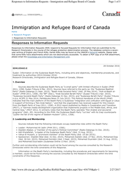 Immigration and Refugee Board of Canada Page 1 of 5