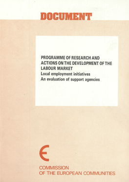 Local Employment Initiatives an Evaluation of Support Agencies