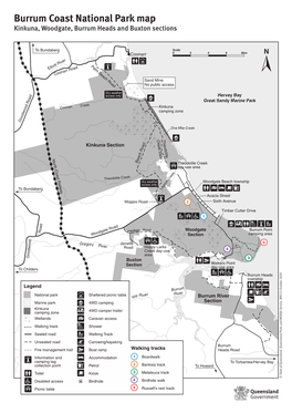 Burrum Coast National Park Map Kinkuna, Woodgate, Burrum Heads and Buxton Sections