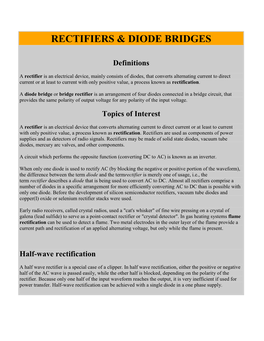 Rectifiers & Diode Bridges